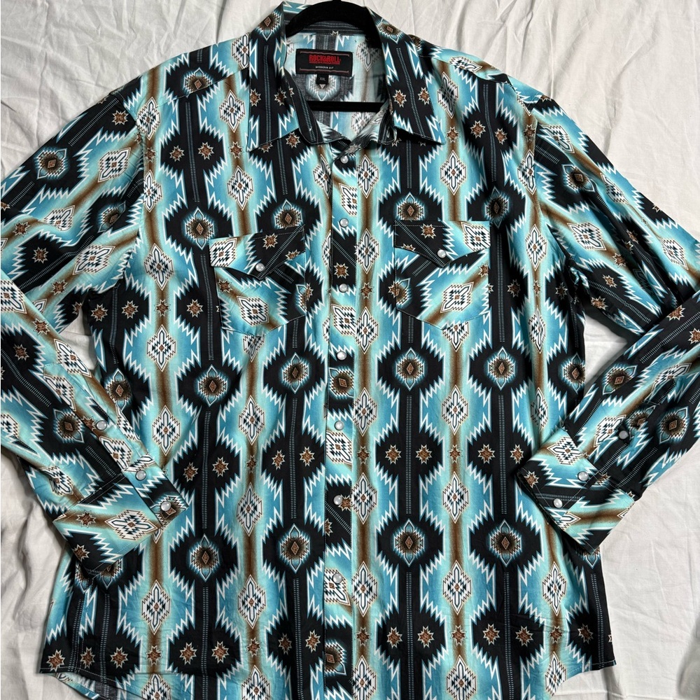 Geometric western Patterned button up Shirt